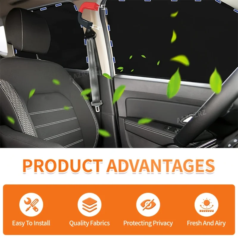 4 Pcs Magnetic Car Window Sun Shade Set, Foldable Side Window Sunshade, Easy to Install Privacy Block, Sun Blocker Sunshade, for view 4