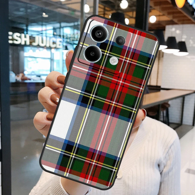 Clan Stewart Dress Tartan Plaid Cover For Xiaomi Redmi Note 13 Pro 12 11 9 10 Pro 9S 10S 11S 12S Redmi 12 10C 12C 13C Case