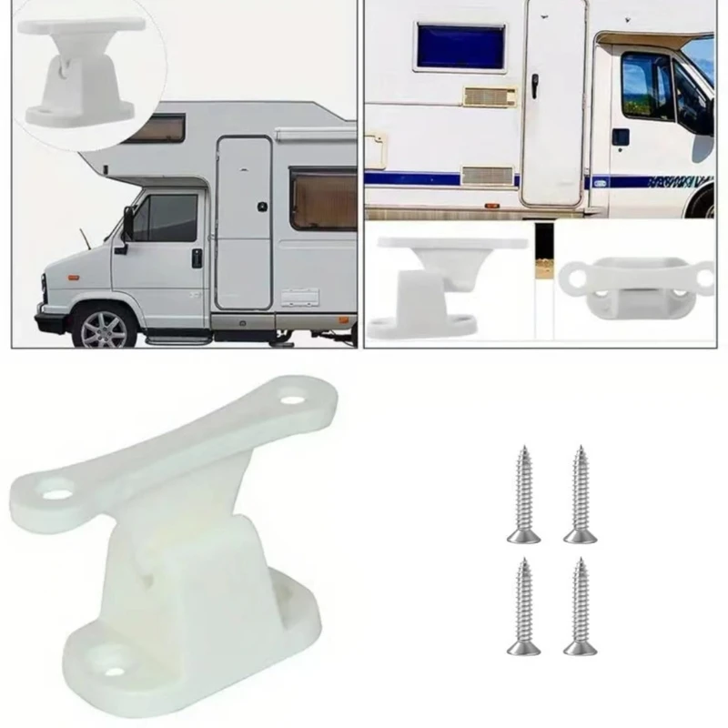 

D0UC Easy Screw On RVs Door Restraint Latches White Plastic Door Holder Quick Setups