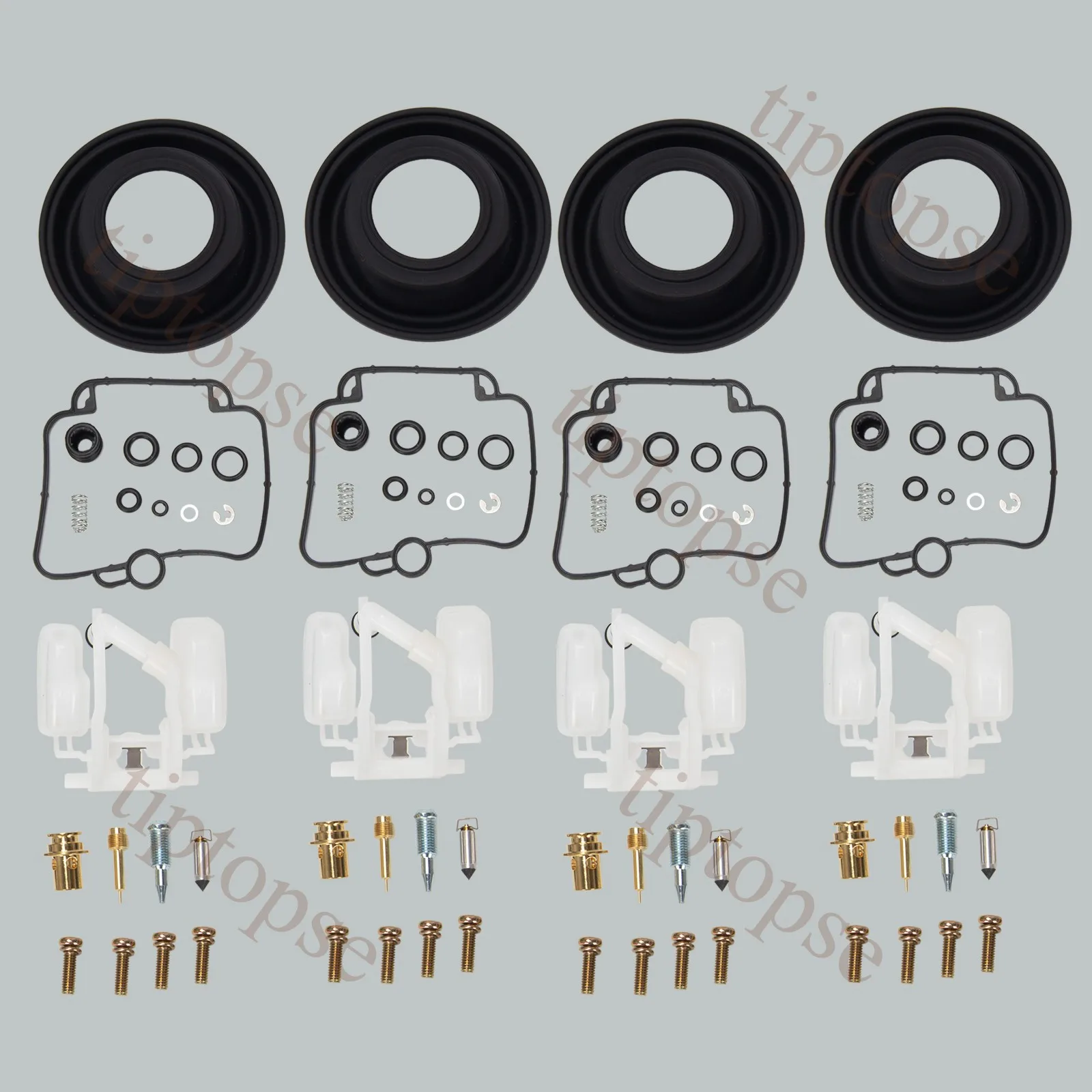 New 4X Carburetor Carb Rebuild Kit For 1990-1996 Suzuki GSX600F GSX600 Katana