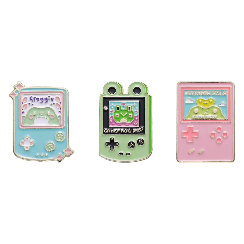 2023 New Cartoon Girl Heart Game Machine Brooch Kawaii Metal Badge Fashion Accessory Frog Medal Gift Wholesale