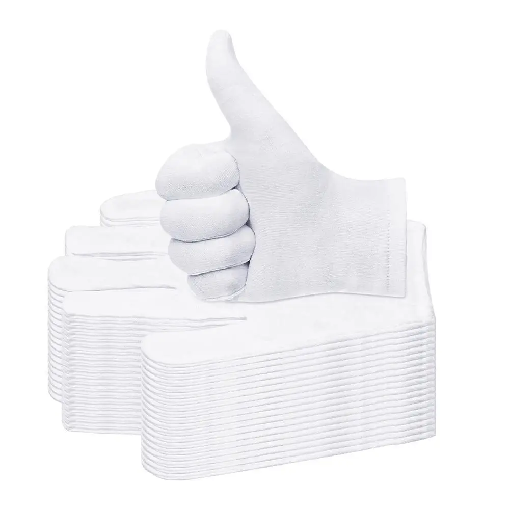 12 pares de guantes blancos de algodón, forro hidratante de uso General, guantes de talla S-XL P1B2