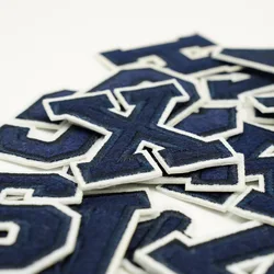 5.5CM Navy Blue Letter Patch Embroidered Iron on Patches Alphabet ABC DEF LMN RST UVW XYZ for Clothing Bags Name DIY Accessories