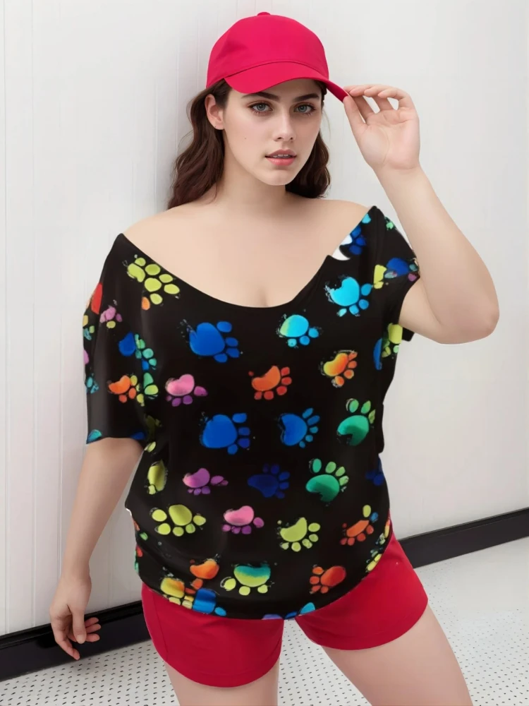 

Женская футболка больших размеров с v-образным вырезом и коротким рукавом, уникальный дизайн с изображением животных