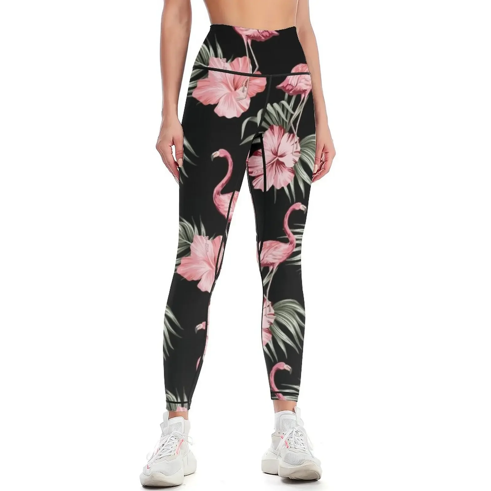 Flamingo Hibiscus Flowers Leggings jogging pants sports shirts gym Womens Leggings