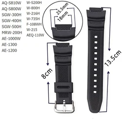 Sangles en caoutchouc pour bracelet de montre casio AQ-S810W S800W AE-1000W SGW-300H 400 500 W-735H Silicone Pin strucWrist Band Bracelet