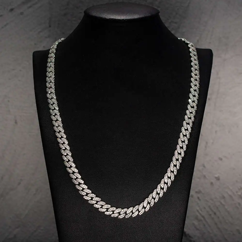 

Vvs1 d Color Iced Out Diamond Miami Chain Necklace for Men 8mm 925 Sterling Silver Cuban Link Chain Moissanite