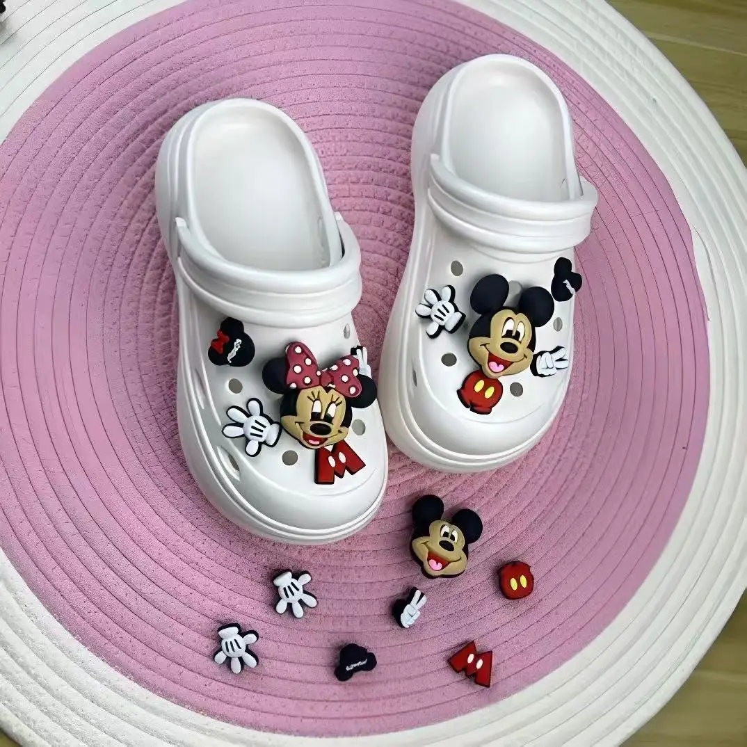 

2026 summer new Mickey Minnie Mouse cartoon Comfortable real photos high quality girl black ivory khaki women fashion sandals