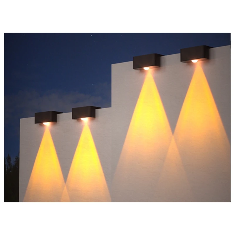 2025 新 4 個 LED ソーラーウォールランプ階段ライト屋外照明フェンスポーチ装飾ランプステップフェンス庭庭