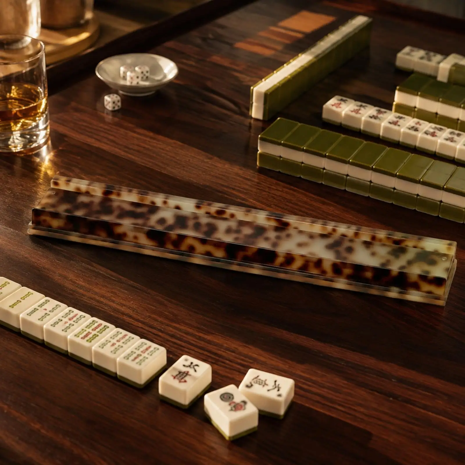 Mahjong Ruler Acrylic Tile Rack Holder for Board Games Raised Slot Channel 508mm Long Tray for Mahjong Game Set