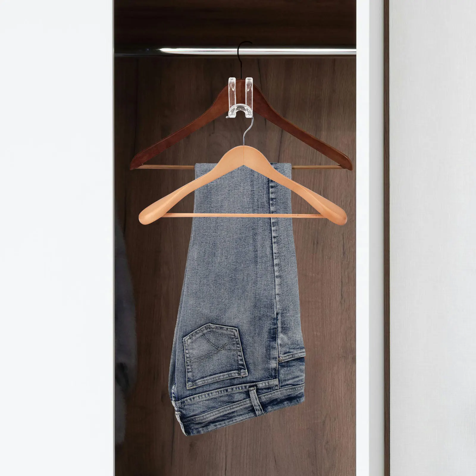 

60pcs Clothes Hanger Connector Hooks Space Saver Transparent Stacking Storage Wardrobe Organizer