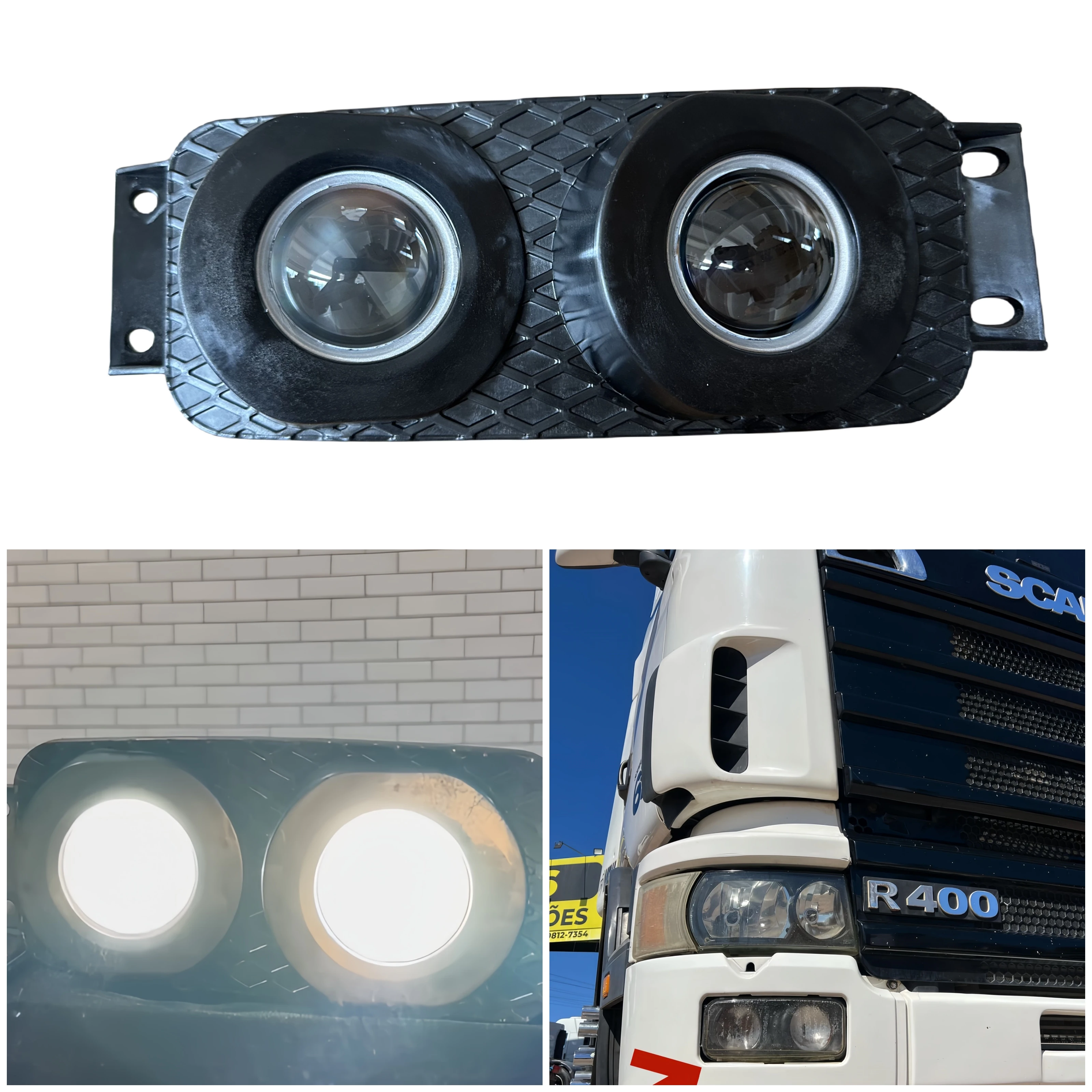 1 Pair of LED FOG Lamps Assembly For 97-08 Scania 4 Series R/P114-124-114 OEM:1422992 1422991 DUAL LENS LED FOG LIGHTS