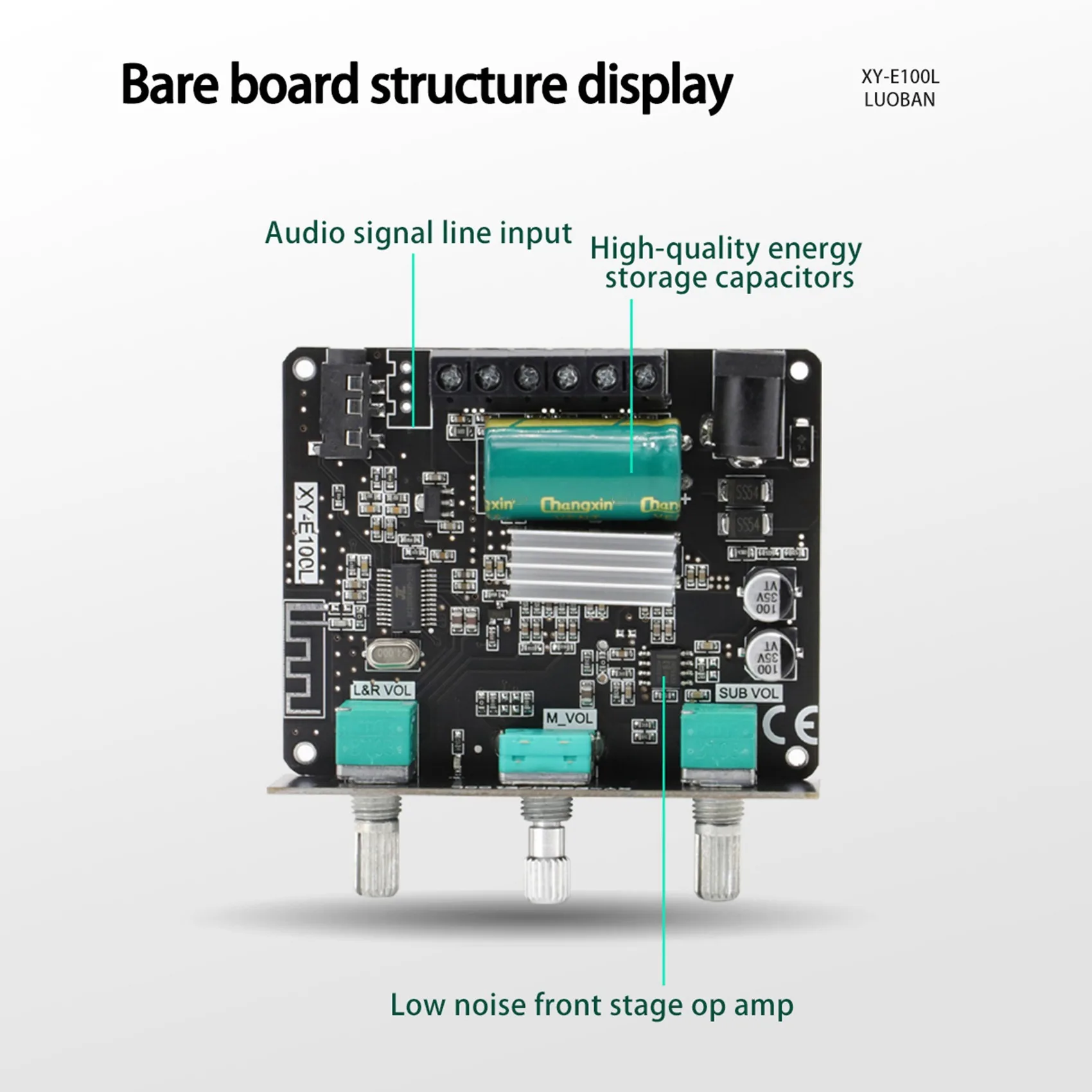 XY-E100L 2.1 Kanaal Voor Bluetooth Audio Versterker Module 50wx2 + 100W Hoge En Lage Toon Subwoofer Versterker Board Speaker