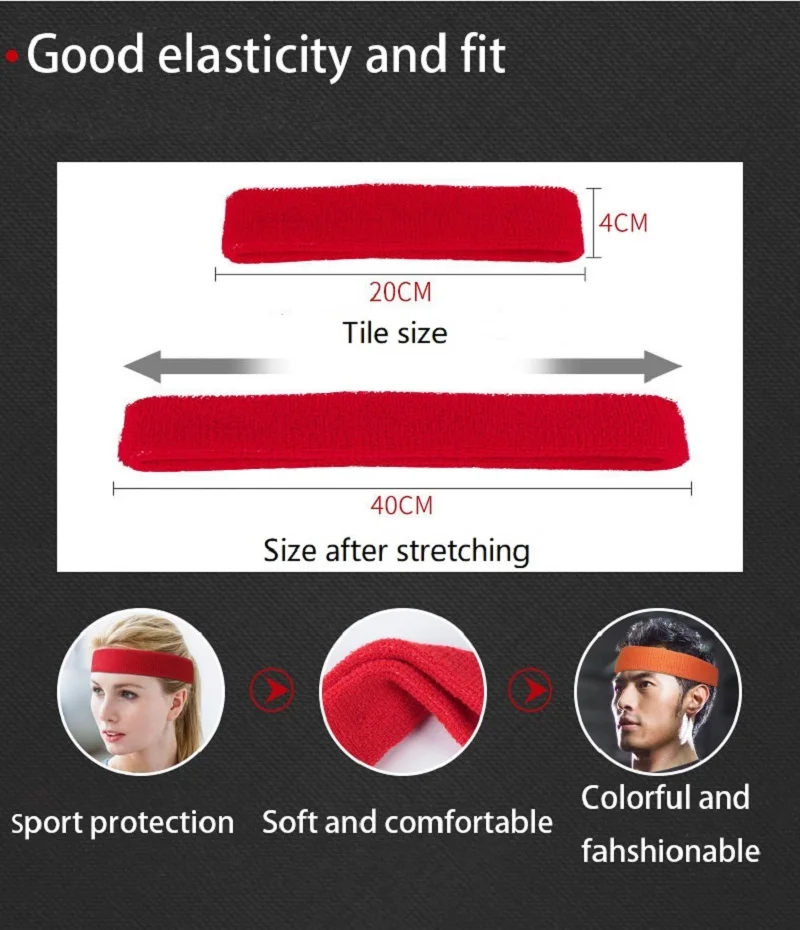 Handtuchmaterial, solide, hochelastisch, dick, schweißabsorbierend, Laufen, Radfahren, Outdoor-Sport, Schweißband, Stirnband, Haarband – Detail 2