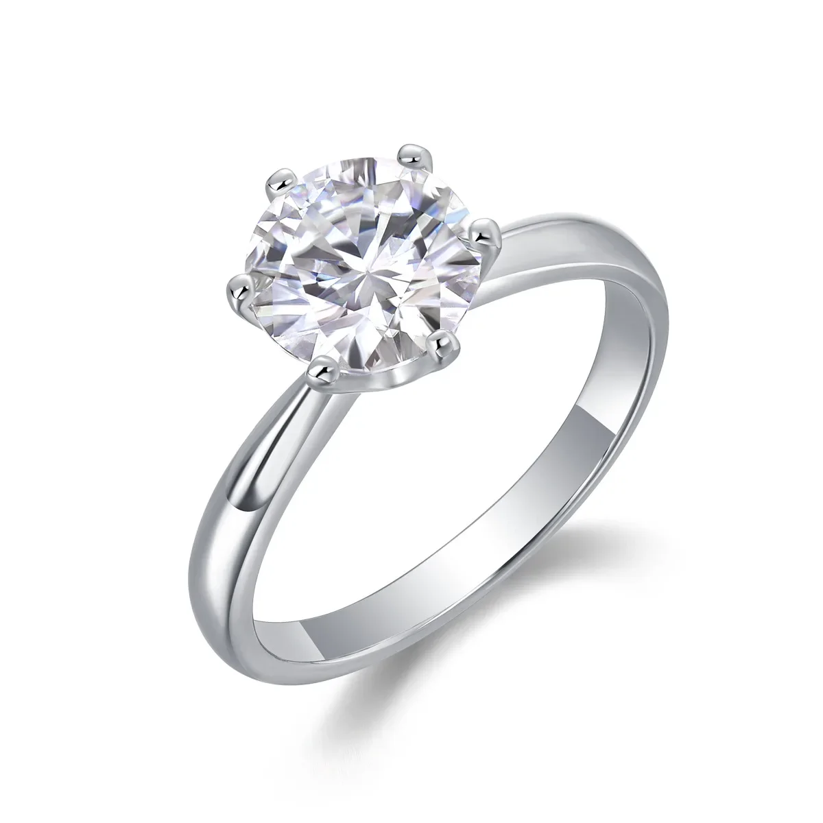5 Carat Moissanite Ring For Women Sterling Silver Plated White Gold D Color Diamond Engagement Wedding Band Fine Jewelry