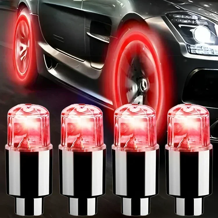 أضواء LED بغطاء صمام إطار الدراجة - مصابيح فلاش ملونة لملحقات عجلة الدراجة النارية