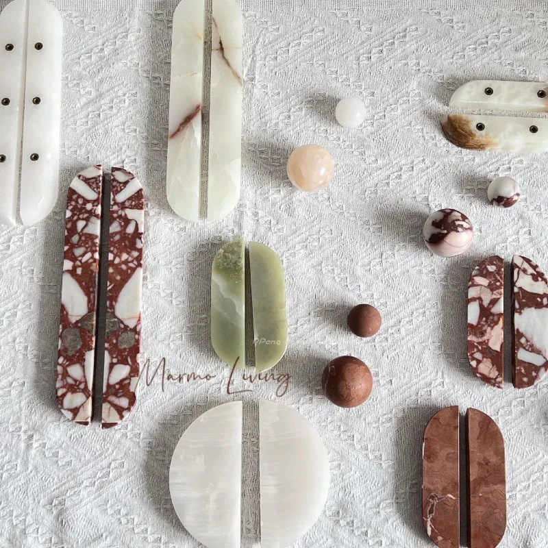 

Italian light luxury drawer wardrobe natural marble handle high-end clothing store coffee shop glass door home decoration handle