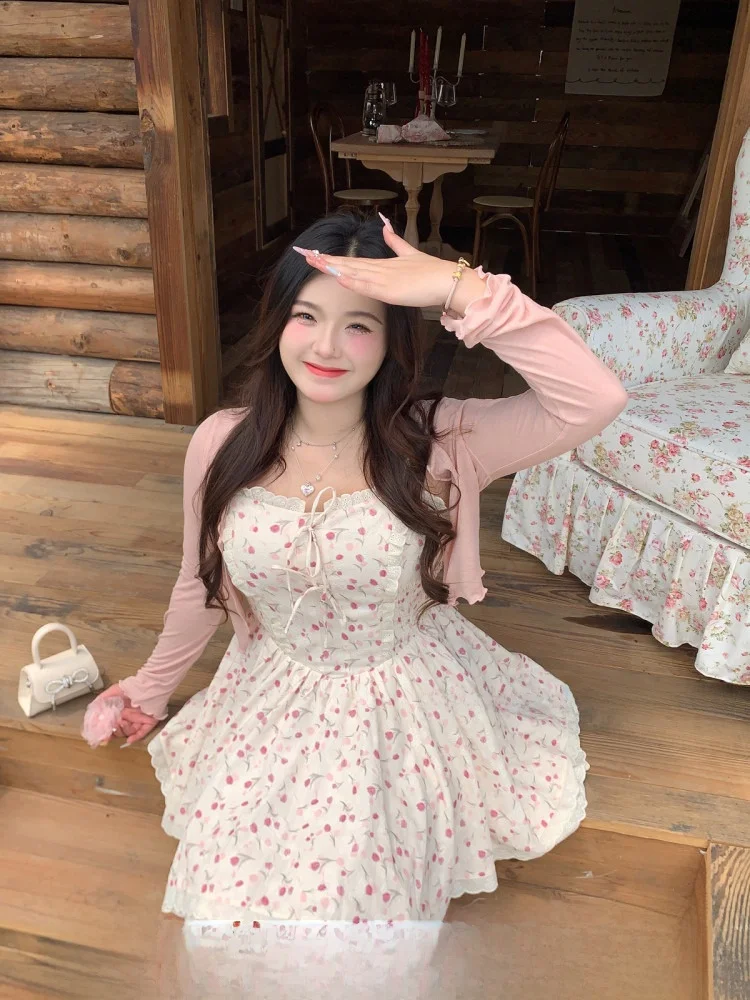 

·SOUL Летнее милое женское платье с цветочным принтом больших размеров Dr Svel Gown Ele Sensation Ice Berry Color