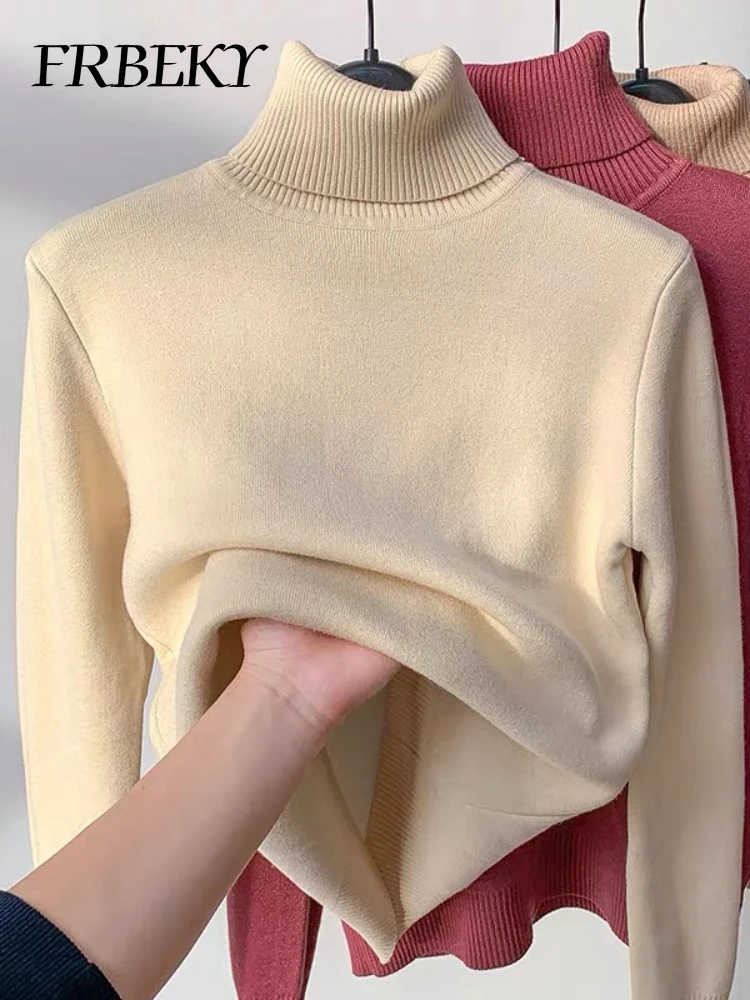 

Женский свитер, осенне-зимний мягкий свитер, женская теплая водолазка, рубашка, однотонное нижнее белье, топы