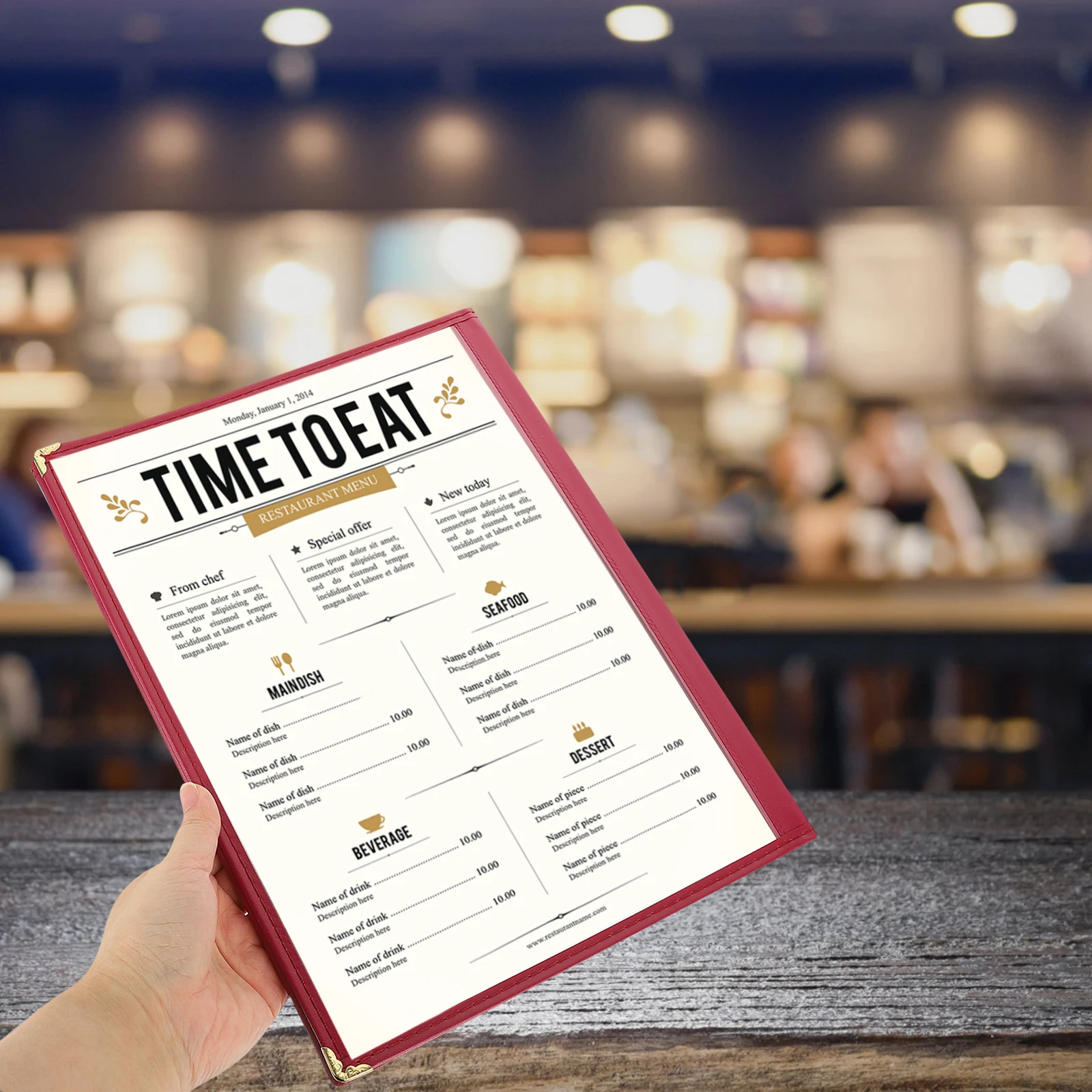 

1pc Pvc Menu Holder Waterproof Oil-Resistant Menu Cover For Restaurant Hotel Bar Protector Price List Paper Insert