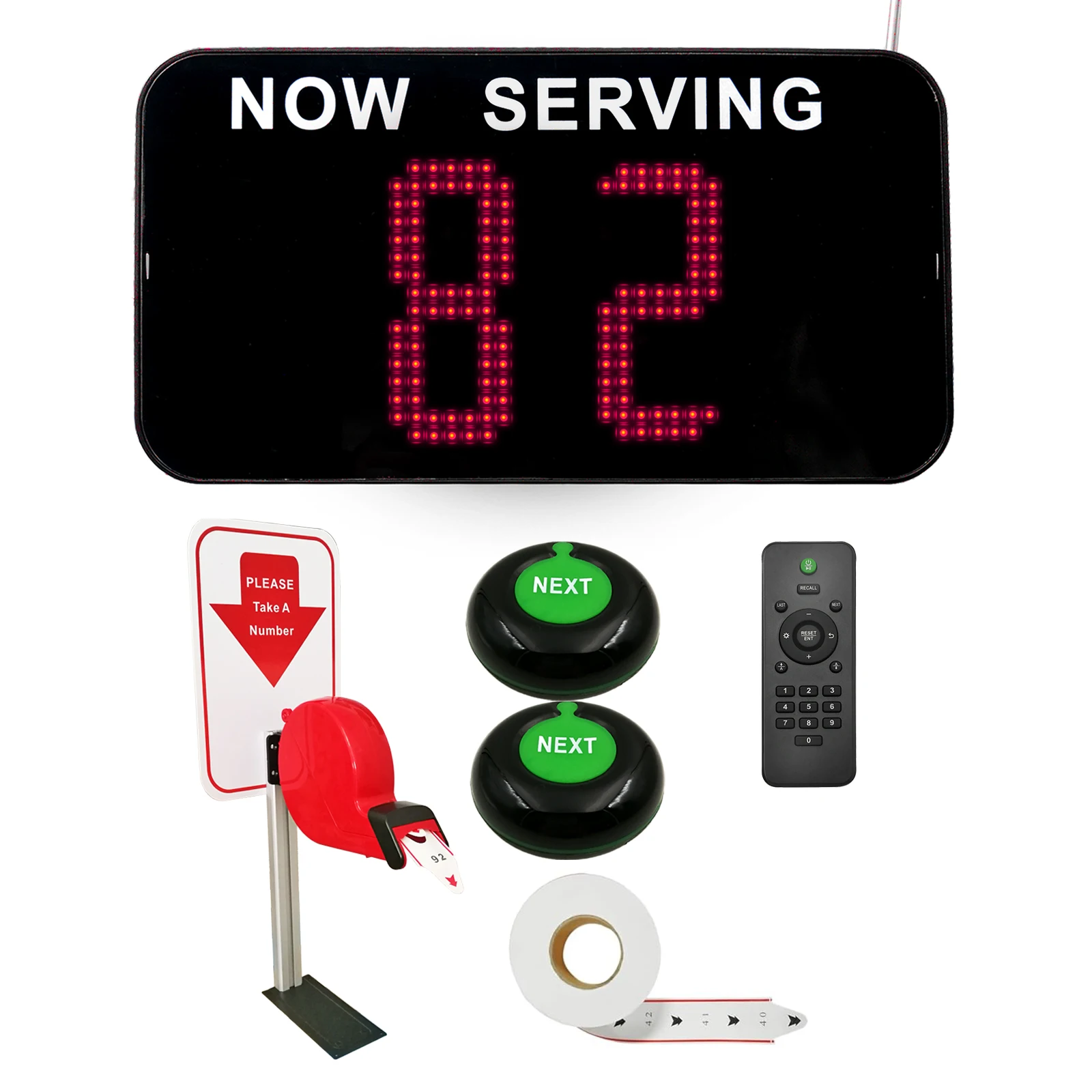 KOQI Take a Number Machine Wireless Queue Number Calling System 2-Digit Screen With Ticket Dispenser for DMV Restaurant Hospital
