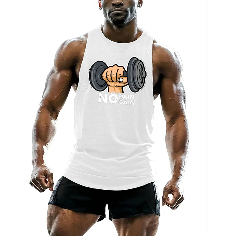 Fashion Dumbbell Graphic Tank Tops For Men Summer Trend 3D Printed Outdoor Sports Vest Loose Streetwear Gym Training Tees Tops