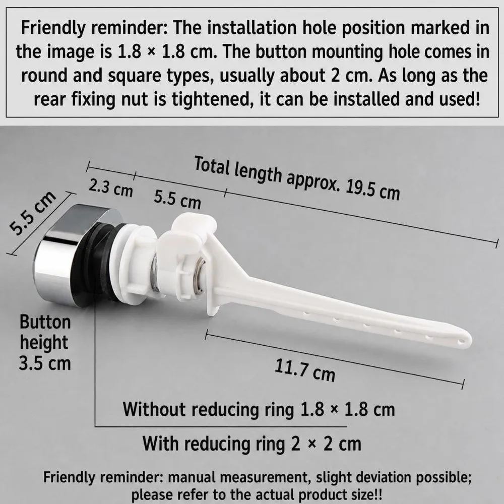 Side Mount Toilet Flush Handle Stainless Steel Pull Rod Water Tank Side Handle Toilet Trip Lever Plumbing Replacement