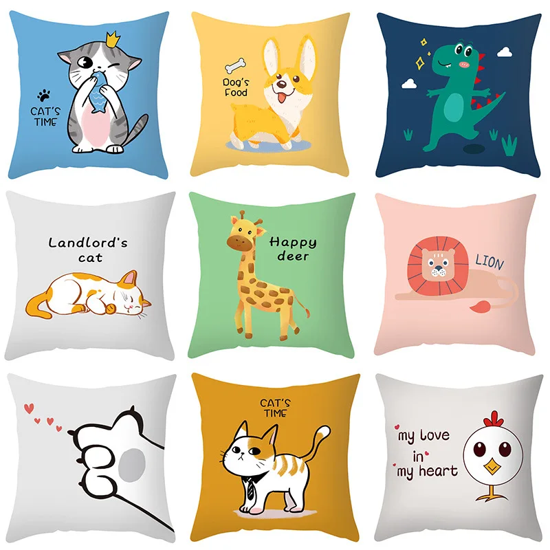 Cartoon Dog Dino Pillow Case Pet Dog Pillow Covers Decorative Home Decoration Modern Pillowcases for Pillows Garden Chair Pillow