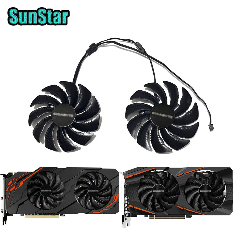 GTX1060 Video Card Fan 88MM GPU Cooler for Gigabyte GTX 1050 1060 1070 960 RX 470 480 570 580 PLD09210S12HH T129215SU