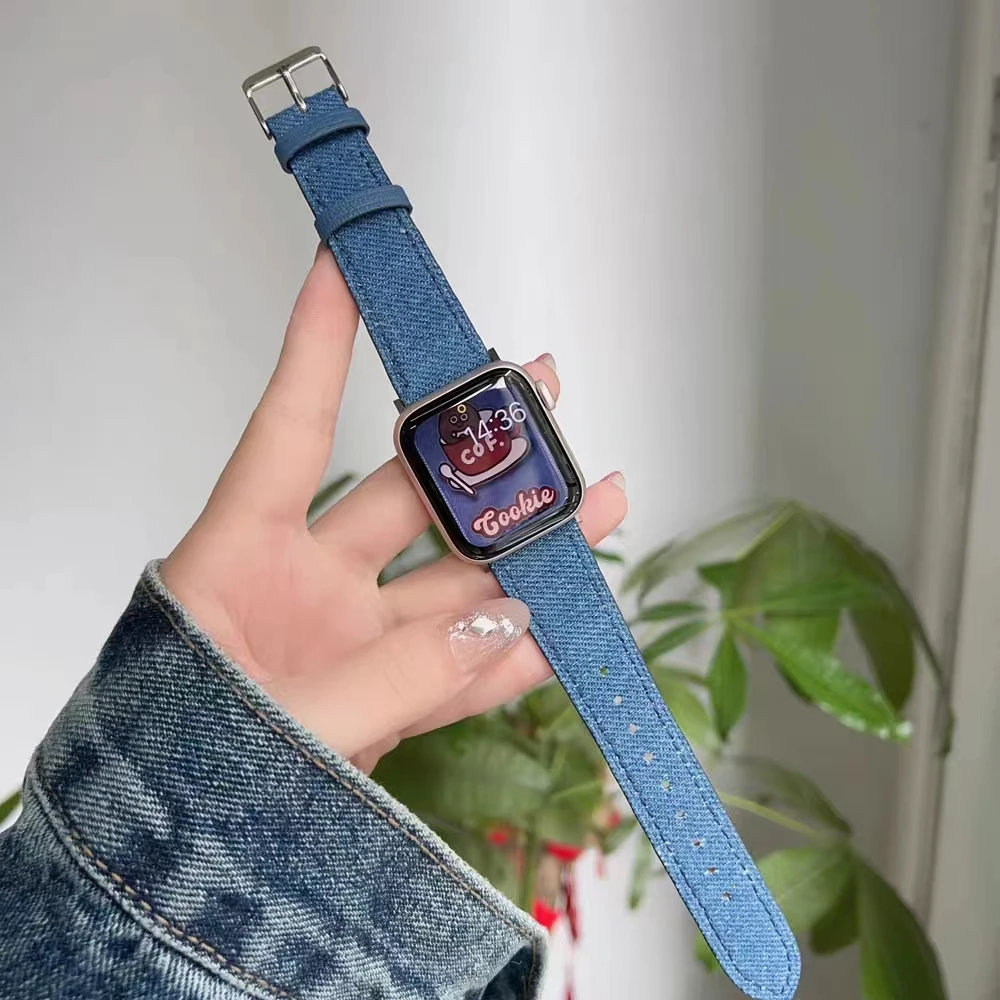 

Strap For Apple Watch band women Ultra 11/10/9/8/7/6/5/4/3/2/1 SE 38mm 40mm 41mm 42mm 44mm 45mm 46mm 49mm cloth Leather Loop