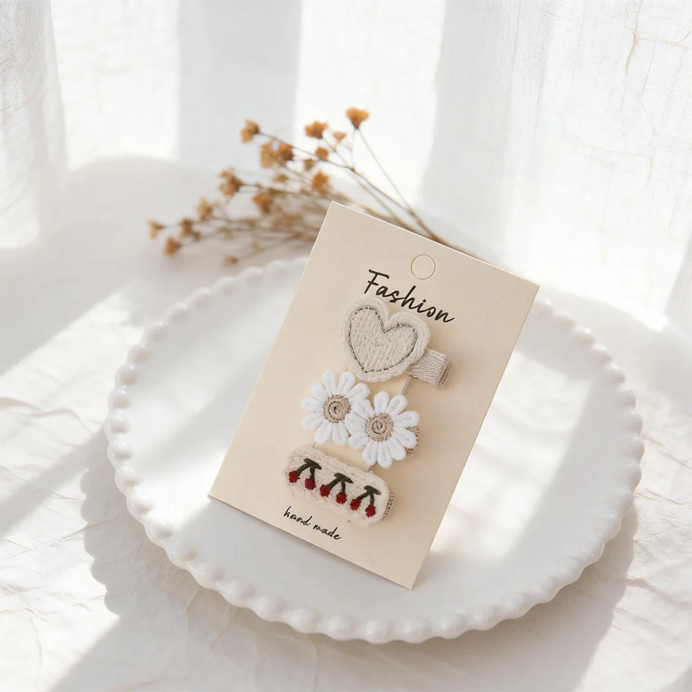 

Baby Girl Hair Clips Set Pearl Bunny Plaid Bow Knitted Heart Flower Design Cute Cartoon Infant Full Wrap Side Bang Barrettes