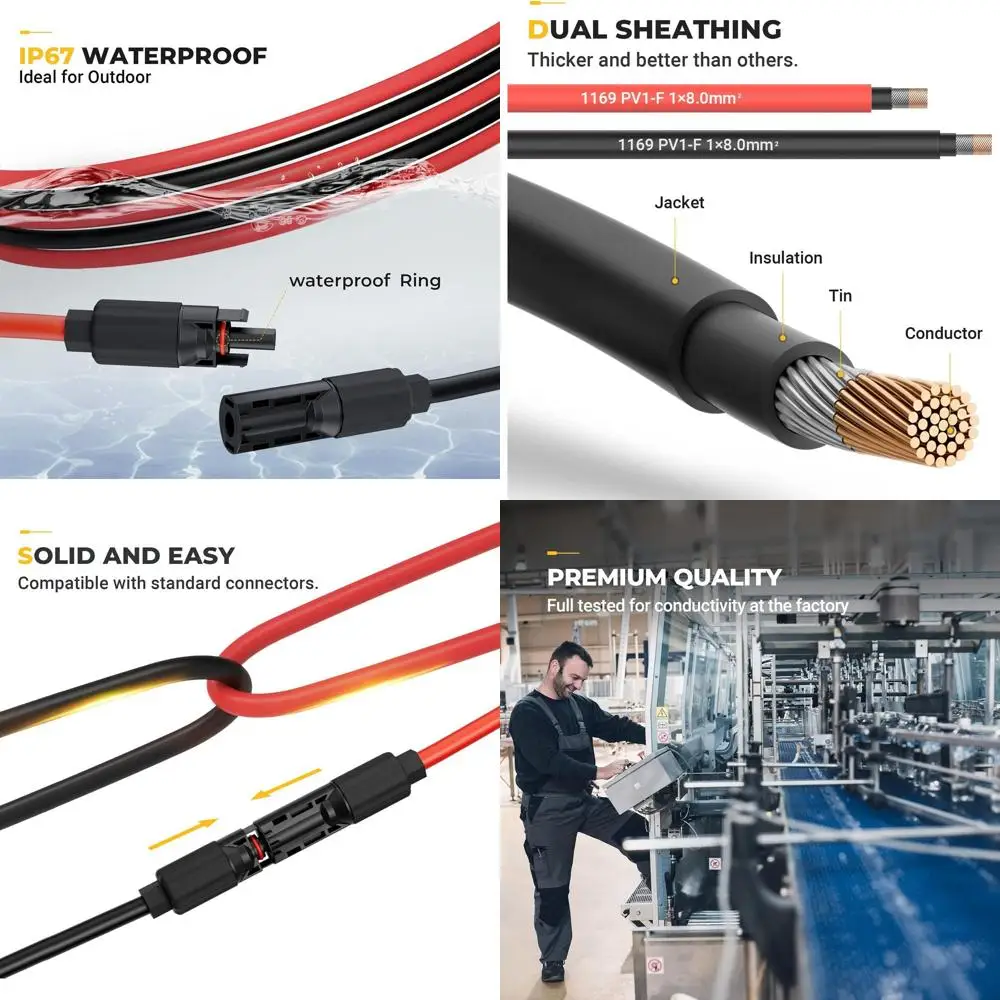 

Удлинительный кабель 40 футов, 8AWG, с разъемами типа «мама» и «папа», плюс дополнительный комплект инструментов для адаптеров панели управления (красный + черный)