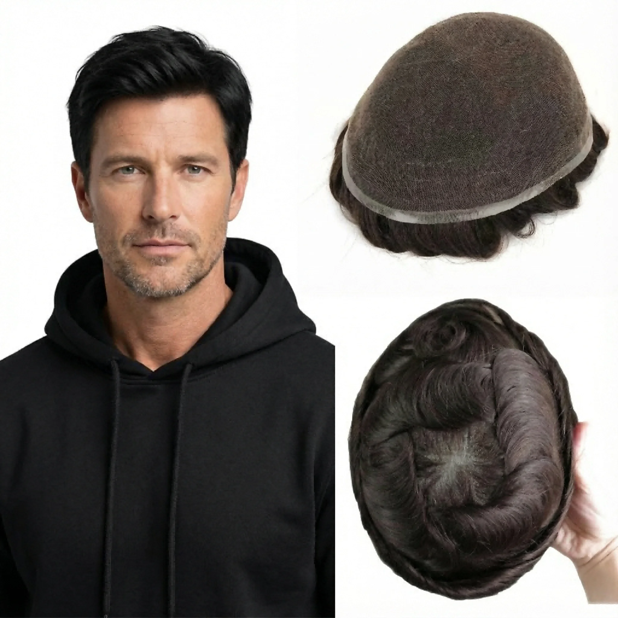 Full Lace Base Toupee | Men's Human Hair Hair System, With Style Booklet & Maintenance Guide