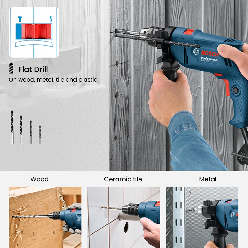 Imagem -05 - Broca Elétrica de Impacto Brushless Boschgsb550 Chave de Fenda Multifuncional Profissional Martelo de Mão com Fio Ferramenta Elétrica 550w