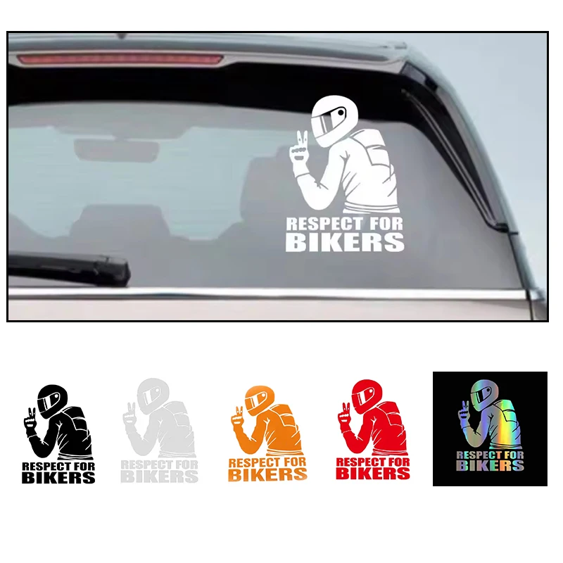

1pc 15*11cm Reflective Stickers RESPECT BIKERS for Motorcycle Car Body Door Window Decoration Stickers PET Motorcycle Decals