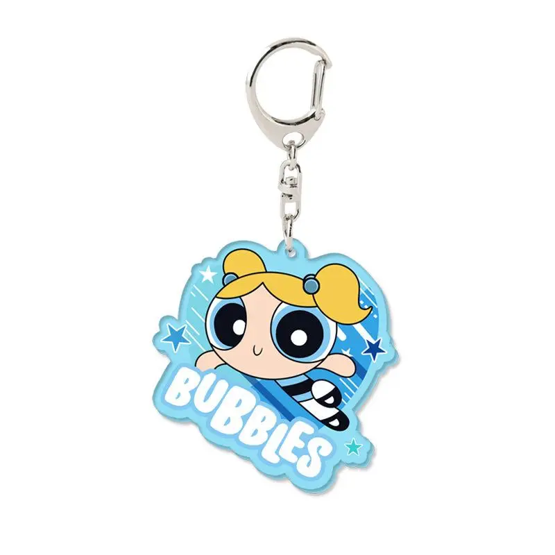Powerpuff Girls Keychain Buttercup Blossom Kawaii Pendant Anime Doll Bubbles Cartoon Backpack Charm Toy Figurine Holiday Gift - view 4