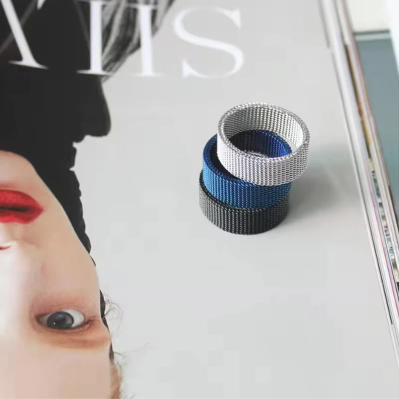 Hot Selling Titanium Steel Grid Mesh Ring Woman Men Couple Simple Multi-color Fashion Jewelry Party Wedding Wholesale Size 6-12