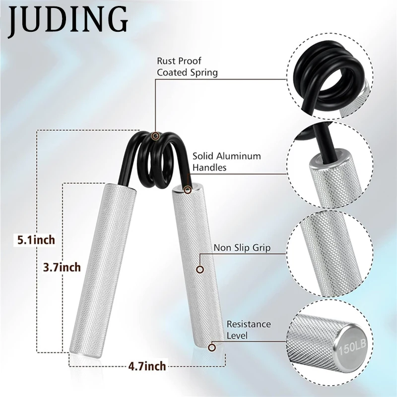 JUDING 메탈 핸드 그립 세트 50LB-350LB 6개입 50LB-350LB 7개입 미끄럼 방지 헤비 듀티 그립 강화기 홈짐 근력 트레이너