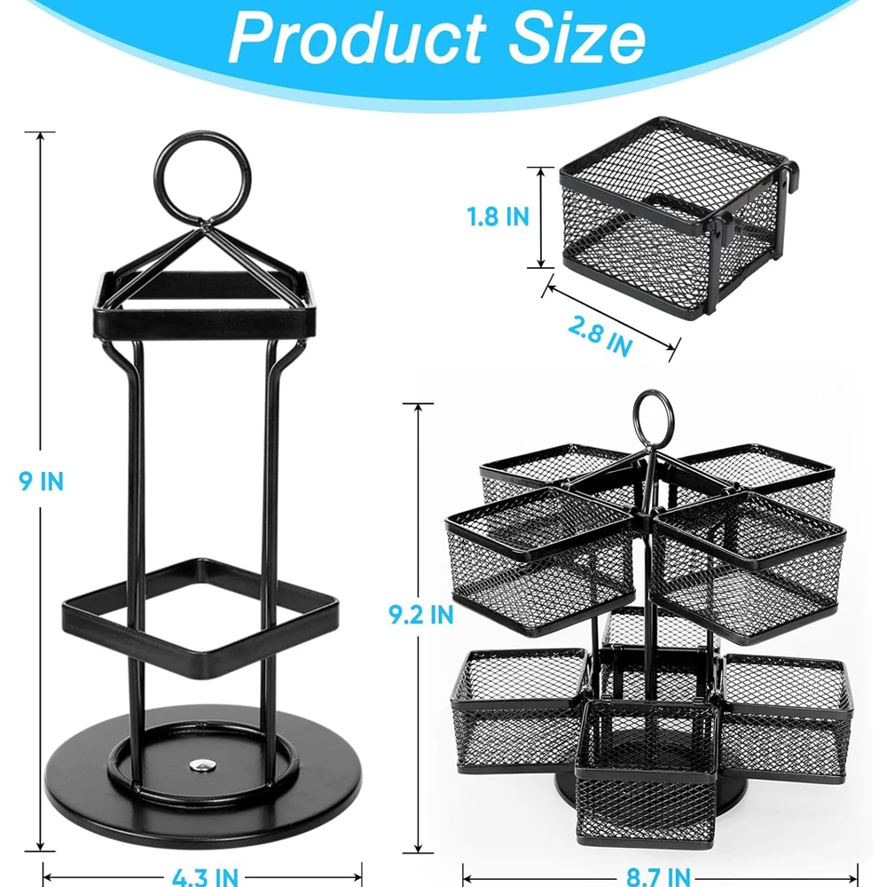 Tea Bag Organizer,360° Rotatable 8 Compartments Tea Bag Holder, Iron Teabags Coffee Candy Organizer, 2 Tiers Tea Bag Organizer