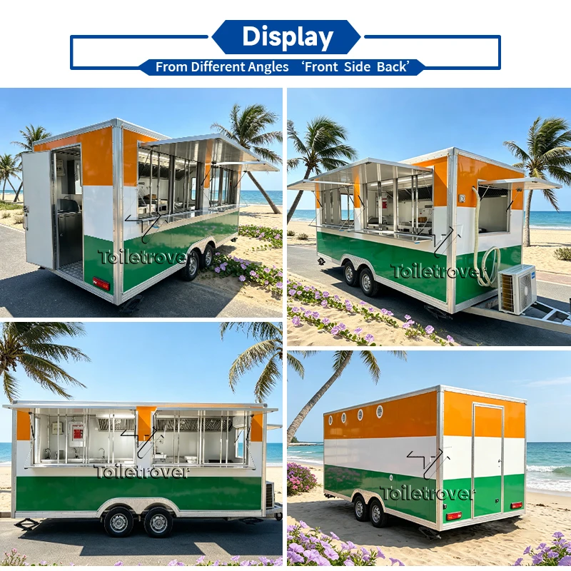 Commercial Food Truck Waffle Crepe Food Trailer Cart Dessert Pancake Donut Mobile Food Trailer Fully Equipped for Sale