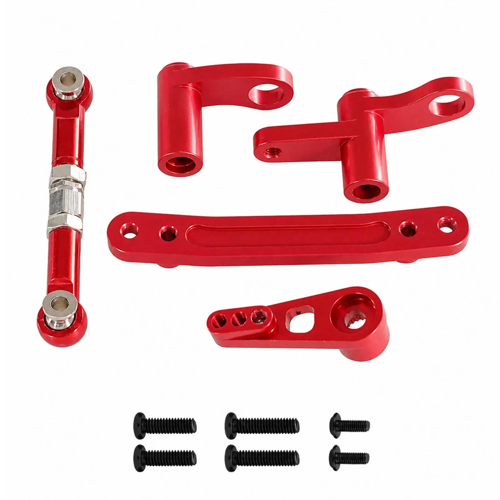 CNC Machined RC Steering Upgrade with Linkage Rod Easy to Install 1/16 Scale RC Steering Assembly Anodized Lightweight