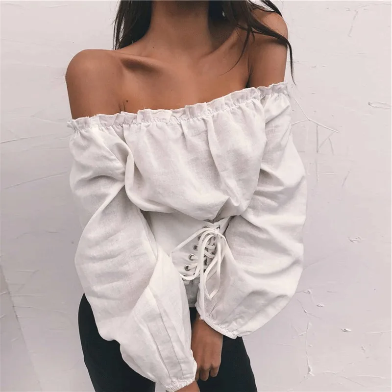 Women Summer Beach Off Shoulder Cover up Swimwear Fashion Ladies Long Sleeve Warp Swimsuit Bikini Bathing Suit Beachwear