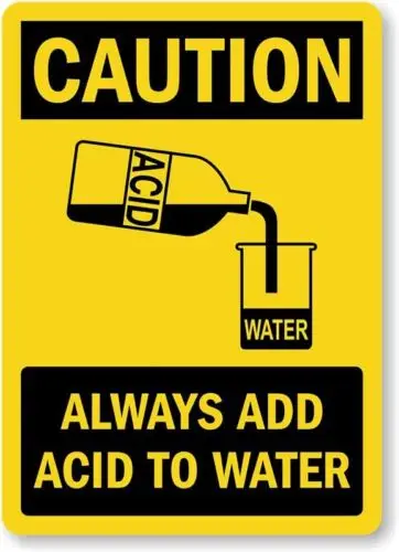 Add Acid Water Caution Aluminum Weatherproof 12