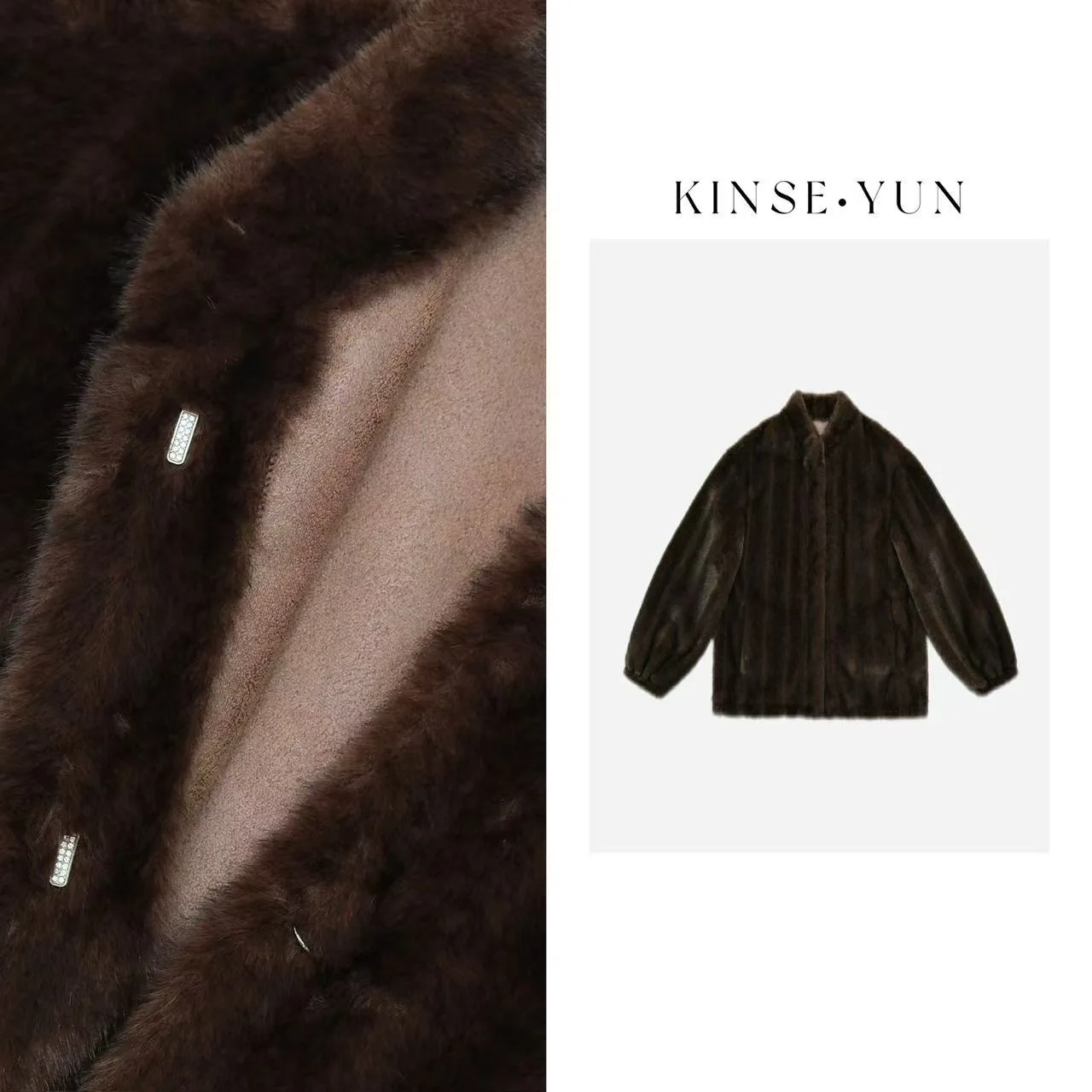 

Пальто KINSEYUN Adiao из винтажного меха норки с вертикальными полосками, воротником-стойкой, в стиле Lazy Fur, экологичное, женское зимнее пальто QD789