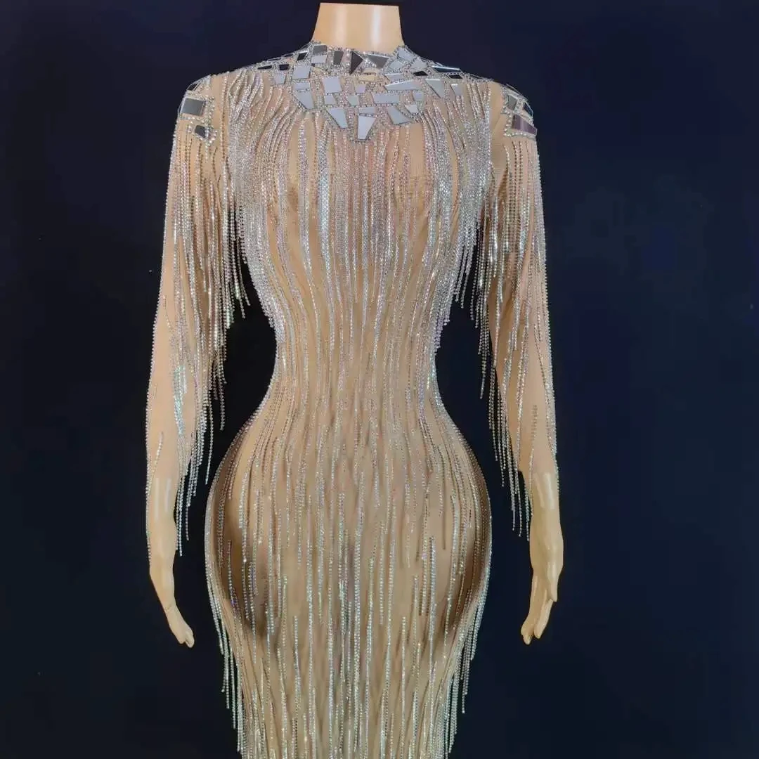 Robe Longue à Paillettes avec Strass pour Femme, Noir et Or Brcorporelle, Tenue de ixd'Anniversaire, Costume de Drag Queen, Chanteur, Spectacle