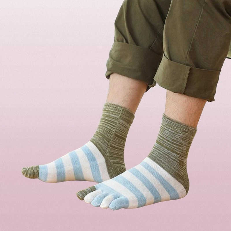 Chaussettes épaisses à cinq doigts pour hommes, chaussettes décontractées à tube moyen, style rétro, 1/3 coton absorbant la transpiration, nouvelle mode, 2024 paires