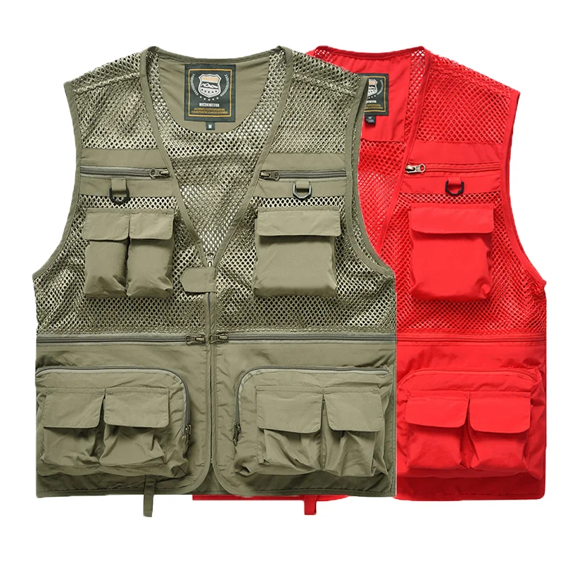 Unisex Multi-Pocket Functional Fishing Vest Quick-Drying Lightweight Outdoor Camping Hunting Volunteer Photography Cargo Vest