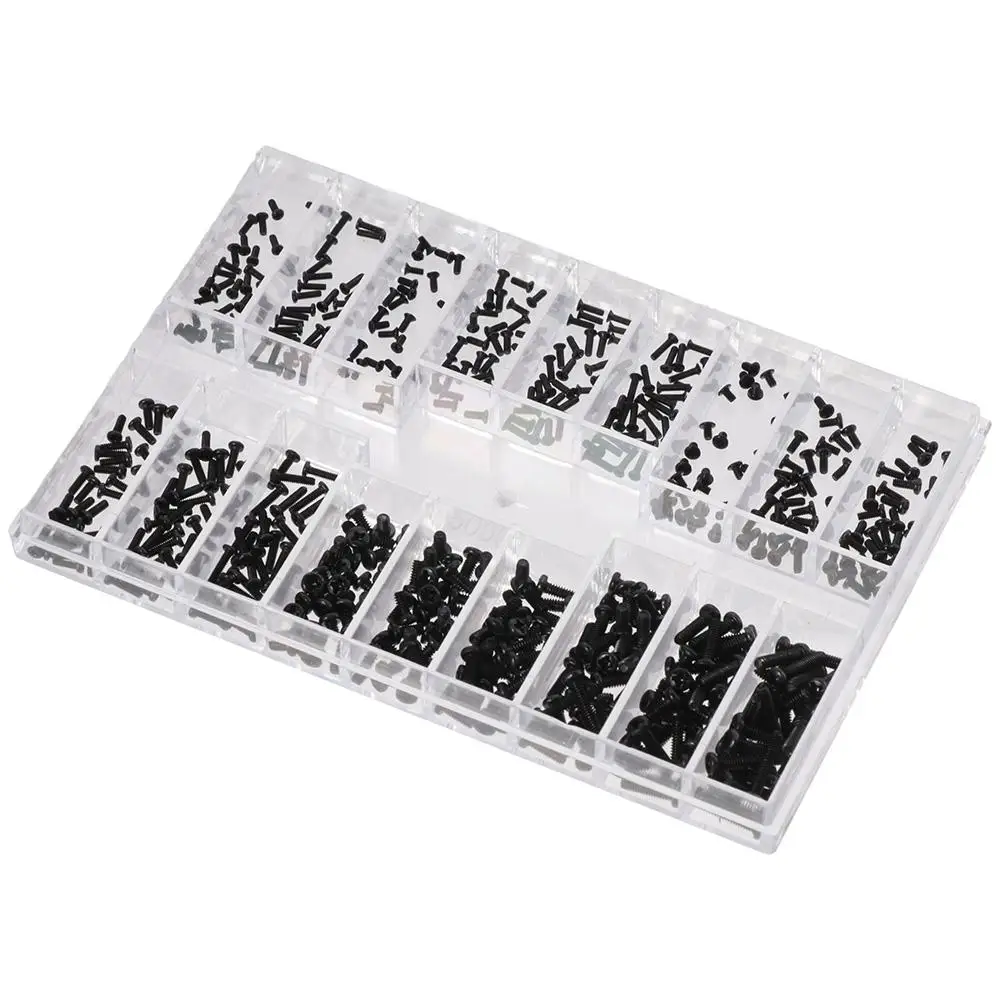 M1.2 / M1.4 / M2.0 Small Screws Stainless Steel Black Mini Screws Assortment Kit 18 Kinds Micro Screws Set Sunglasses
