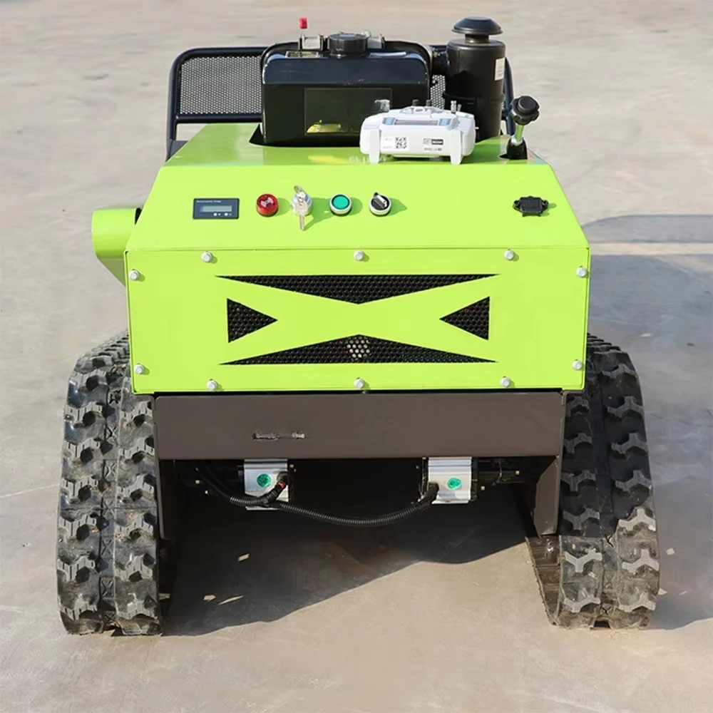 Remote Control Robot Lawn Mower Electric Blade Smart Rotary Tracked Lawn Mowers Slope Farm Garden