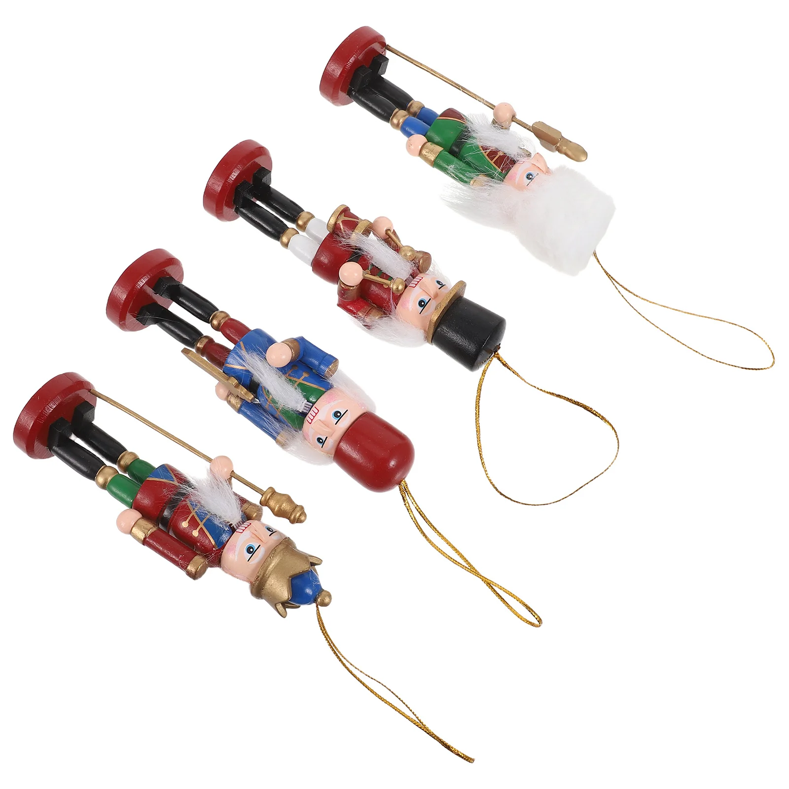 

4Pcs Wood Nutcracker Christmas Soldier Ornaments Hanging Decorations Xmas Traditional Nutcracker Holiday Display